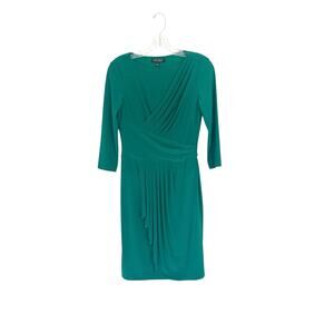Ralph Lauren Green Business Office Career Work Semi Pleated Sheath Dress Size 4